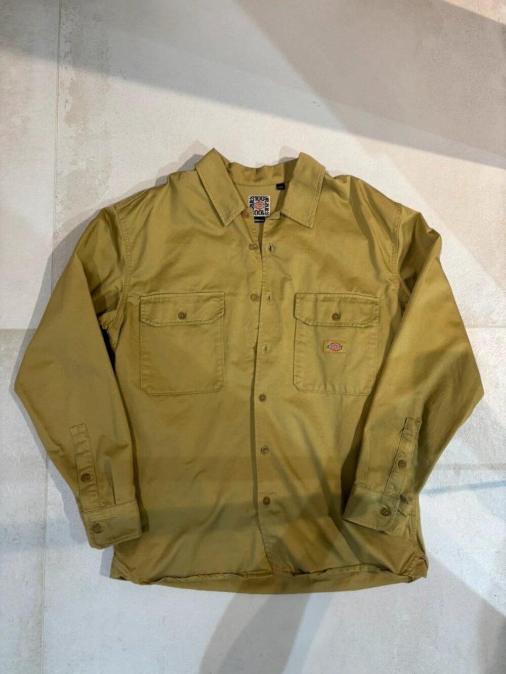Khaki Utility Button-Up Overshirt with Chest Pockets Men’s M